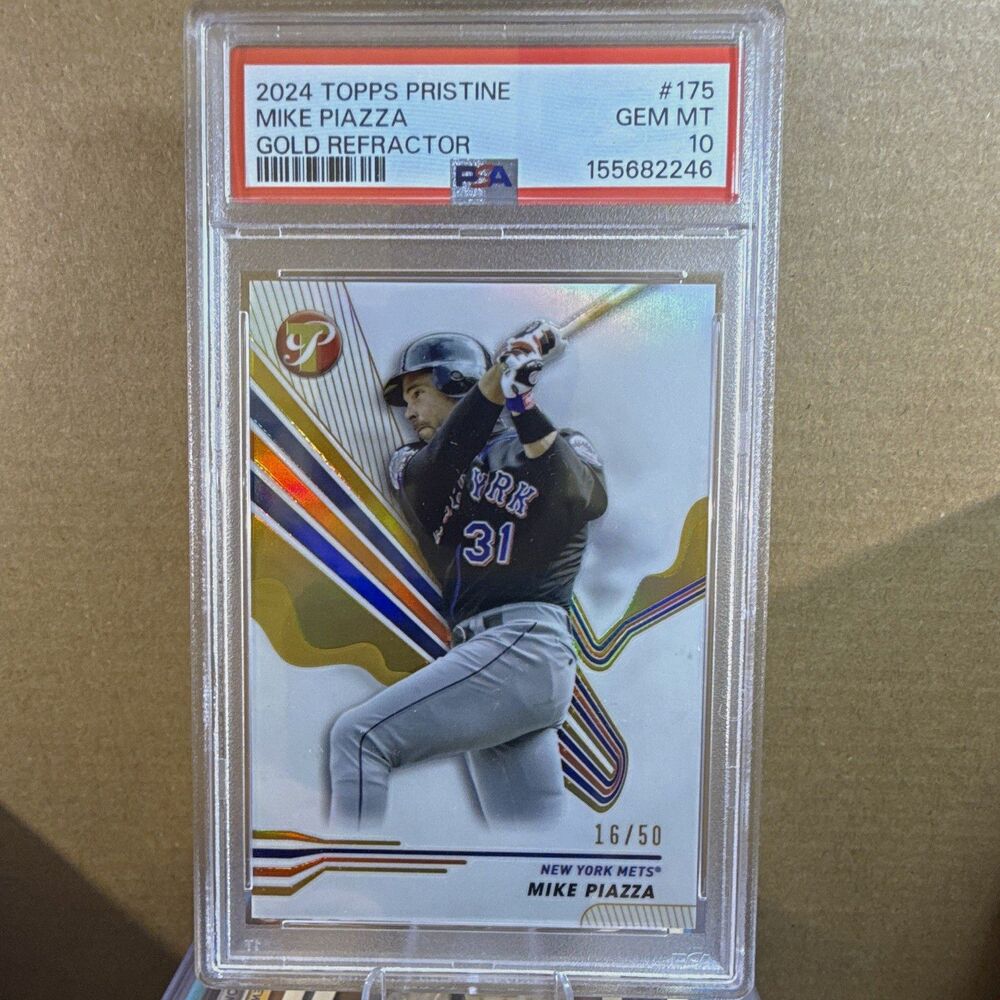 2024 Topps Pristine Mike Piazza #175 Gold Refractor 18/50 PSA 10 Mets